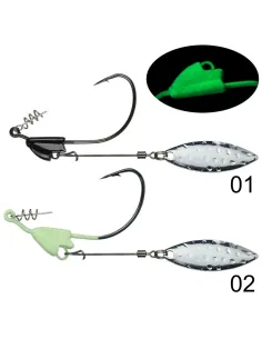 KOLPO Hook for Silicone Bait 2 pcs – Waving Blade, Black Bass and Pike, Black or Green 2