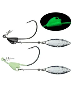 KOLPO Hook for Silicone Bait 2 pcs – Waving Blade, Black Bass and Pike, Black or Green