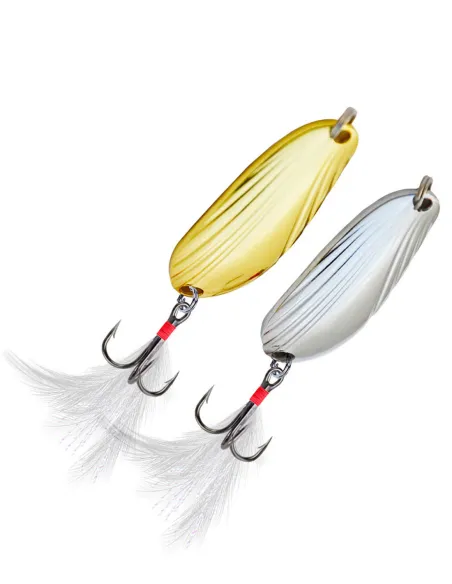 Kolpo Spoon 5g with Treble Hook and Feather – Gold/Silver Spoon for Trout and Predators, 1 pc