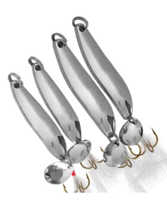 Kolpo Wavy Silver Spoon with Blade and Treble Hook – Sea Spinning Spoon 5-13 g