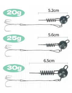 olpo Jig Head with Treble Hook 20-25-30g for Soft Lure and Worm Spinning Sea and Freshwater 1pc