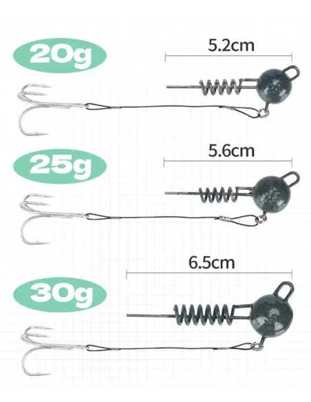 olpo Jig Head with Treble Hook 20-25-30g for Soft Lure and Worm Spinning Sea and Freshwater 1pc