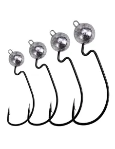 Kolpo Jig Head Long Shank Hook 2pcs for Soft Worm Jig Head Spinning