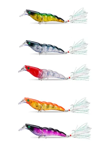 Kolpo Artificial Shrimp 10.5 cm 13.5 g – Spinning Lure with Double Treble Hook for Freshwater and Seawater