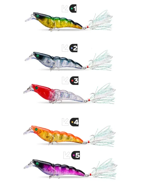 Kolpo Artificial Shrimp 10.5 cm 13.5 g – Spinning Lure with Double Treble Hook for Freshwater and Seawater