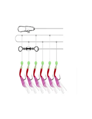 Kolpo Sabiki Red Fish Skin 6 Hooks – Boat Fishing Rig for Horse Mackerel, Japan Hook