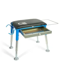 Colmic Fishing Stool with Drawer, Rod Rest, and Bowl Holder – Dock, Reef, and River Station