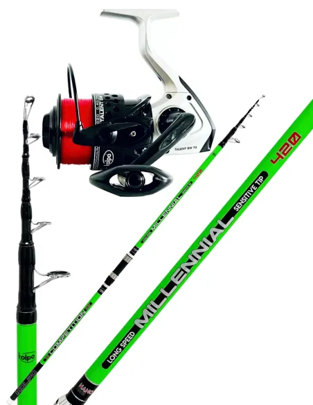 Kolpo Surfcasting Fishing Rod Carbon Rod - 7000 Reel - Pre-loaded Line