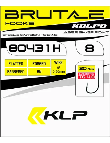 Kolpo Brutale 80431H Black Nickel Fishing Hooks with Spade – Forged with Barb, 0.5 mm Wire, High Strength