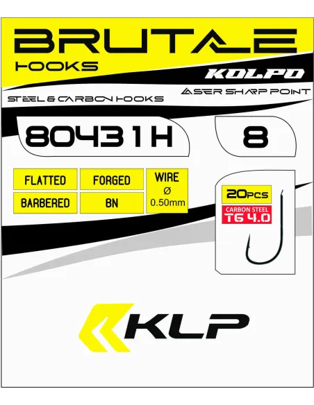 Kolpo Brutale 80431H Black Nickel Fishing Hooks with Spade – Forged with Barb, 0.5 mm Wire, High Strength