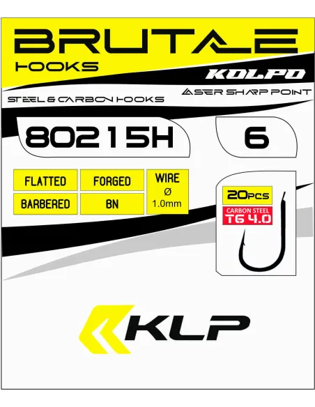 Kolpo Brutale 80215H Black Nickel Forged Fishing Hooks with Spade and Barb, 1.0 mm Wire – Pack of 20