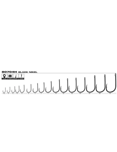 Kolpo Brutale 80704H Black Nickel Forged Fishing Hooks with Eye and Super Cut Point – 20 Pieces
