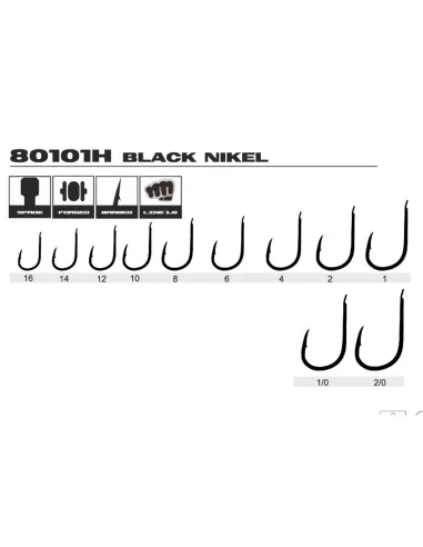 Kolpo Brutale 80101H Black Nickel Forged Fishing Hooks with Spade and Super Cut Tip – 20 Pieces
