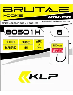 Kolpo Brutale 80501H Black Nickel Forged Fishing Hooks with Spade and Super Cut Tip – Pack of 20 2