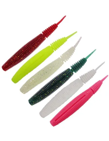 Kolpo Rubber Worm 10cm Vibrating Tail Spinning Black Bass Lake River Soft Bait 3pcs
