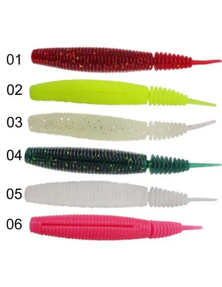 Kolpo Rubber Worm 10cm Vibrating Tail Spinning Black Bass Lake River Soft Bait 3pcs