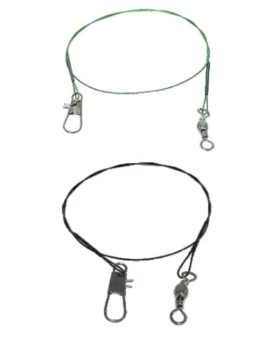 Kolpo Steel Cable 15 20 25 cm with Swivel and Snap Hook Fishing Sea Lake River 3pcs