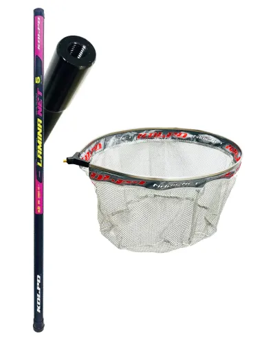 Kolpo Combo Lamina Net + Magic Net Silver – 5m Power Fiber Telescopic Landing Net + Universal Nylon Head