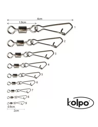 Kolpo Girelle Rolling con Moschettone da Pesca 12pz