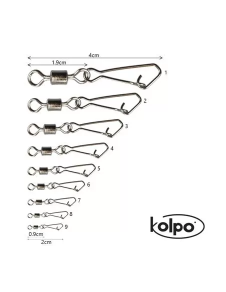 Kolpo Girelle Rolling con Moschettone da Pesca 12pz