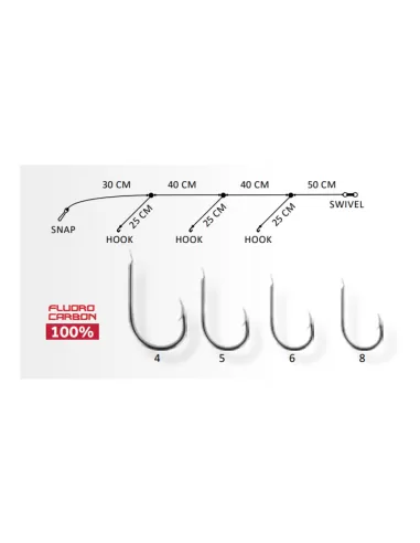 Sele Montatura Pronta 3 ami Pesca Surfcasting