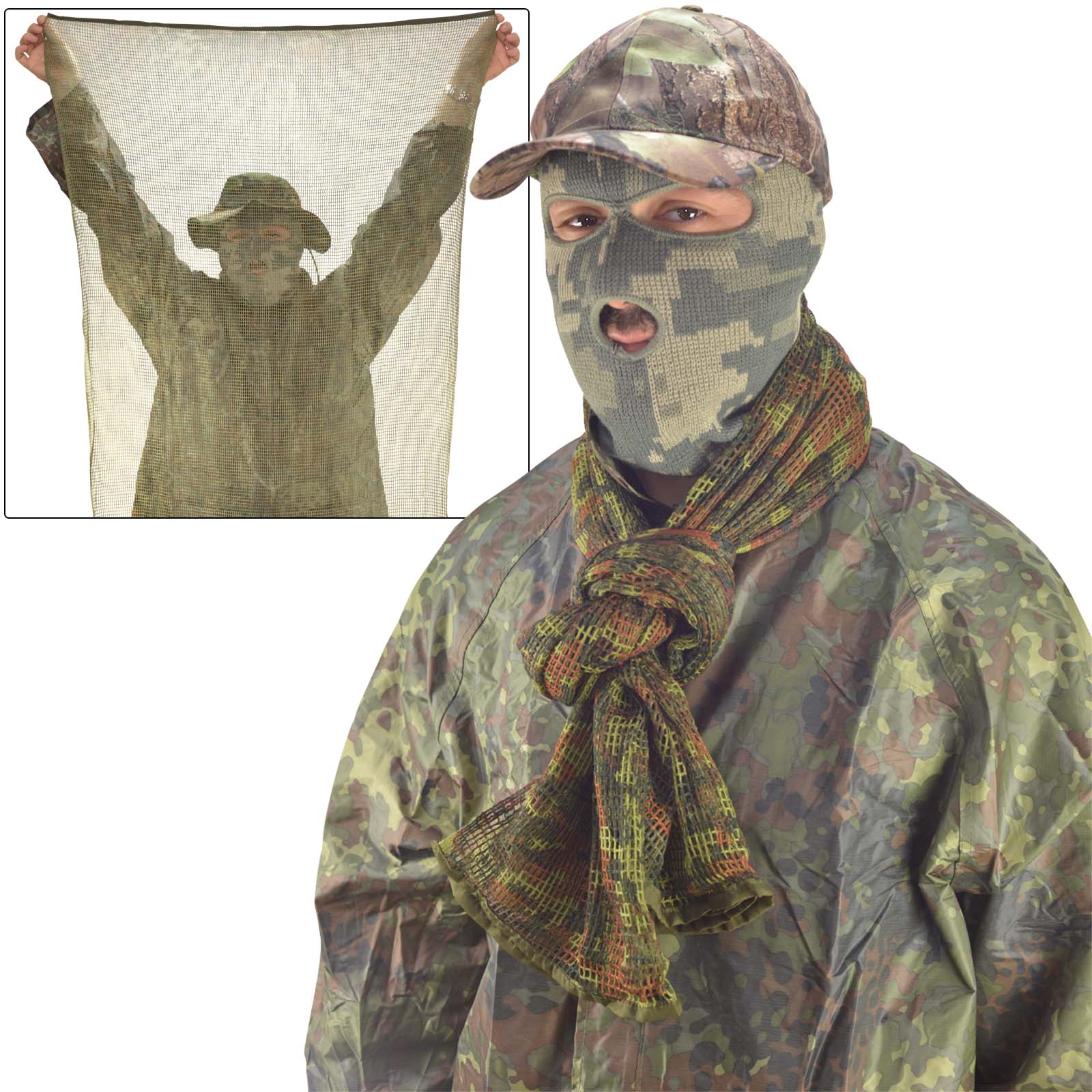 Mimetico Scaldacollo Multifunzione Protezione per Outdoor Caccia Fascia per la Fronte Pesca Foulard Sciarpa Outdoor Saxx® Tessuto a Rete 