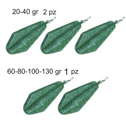 Mistrall Piombi Cassa con Girella Verdi Confezione da 2 piombi e 1 piombo