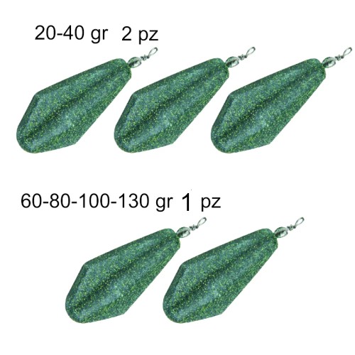 Mistrall Piombi Cassa con Girella Verdi Confezione da 3 piombi e 2 piombi Mistrall - Pescaloccasione