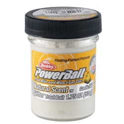 Berkley Powerbait Glitter Trout Bait White Pastella per Trote Aglio
