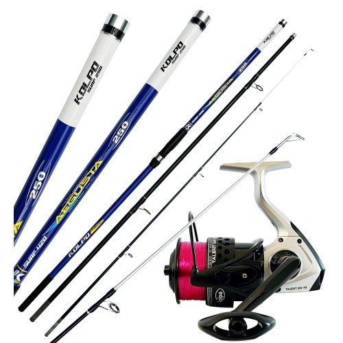 Combo for Fishing Surfcasting Rod in Carbon 250 gr 4.20 mt Reel 7000 and Wire Kolpo