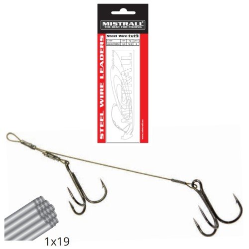 Mistrall Steel Cable with Double Treble Hook 1x19 15 kg 1pc Mistrall - Pescaloccasione