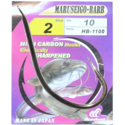 Hayabusa HB-1100 Fishing Hooks With Paddle and Barb on High Carbon Stem 10 pcs