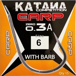 Maver Katana Fishing Hooks Carp 0.3A Nickel-plated with Barb 15 pcs