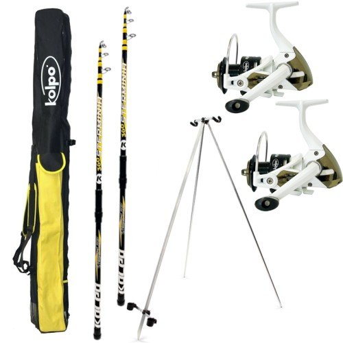 Surfcasting Fishing Kit with 2 Rods 2 Tripod Reels and Scabbard Kolpo