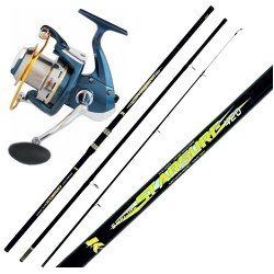 Combo Surfcasting Rock Fishing with Rod Three Sections 200 gr Reel 8 bb