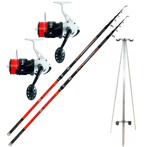 Combo Surfcasting 2 Rods 2 Tripod Reels for Fishing from the Beach Kolpo