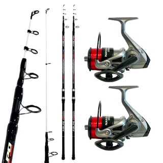 Super Kit Surfcasting 2 Rods 4.20 mt 2 Reels with Wire