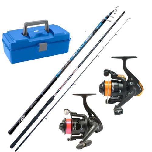 Combo Fishing Spinning Bolognese Reeds Reels Wires and Briefcase Kolpo