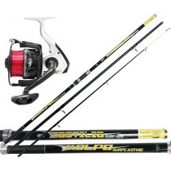 3 Rod carbon Sections fishing Surf Casting Kit + reel 70000