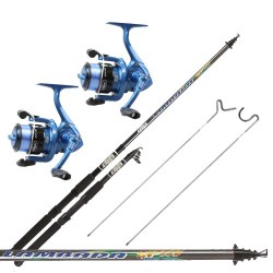 Fishing Kit 2 Rod 2 Reel Spinning all-rounder Bolognese Bottom 2 Tips