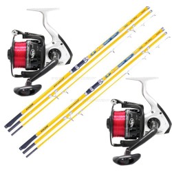 Combo Surf Fishing Casting 2 Rods Carbon 2 reels with wire