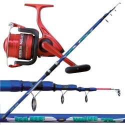 Combo surf casting canna blue mulinello ocean