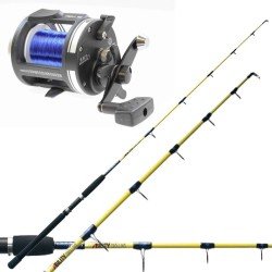 Trolling Fishing Kit Rod Reel with Rotating Wire lb 20-50 Coast