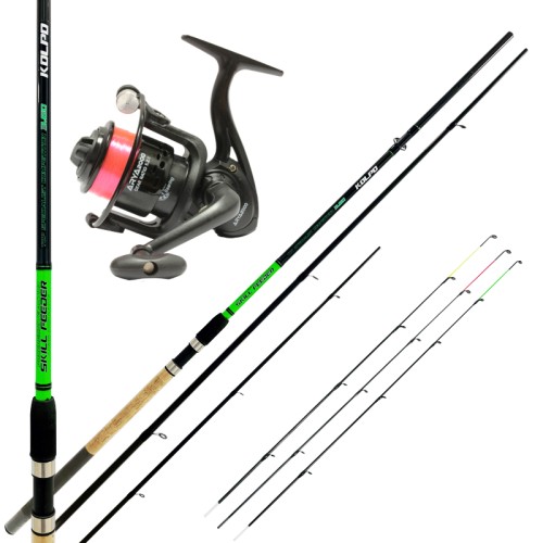 Kolpo Feeder Fishing Kit with Carbon Rod 3.60 m 3 Tips + Reel and Line Kolpo - Pescaloccasione
