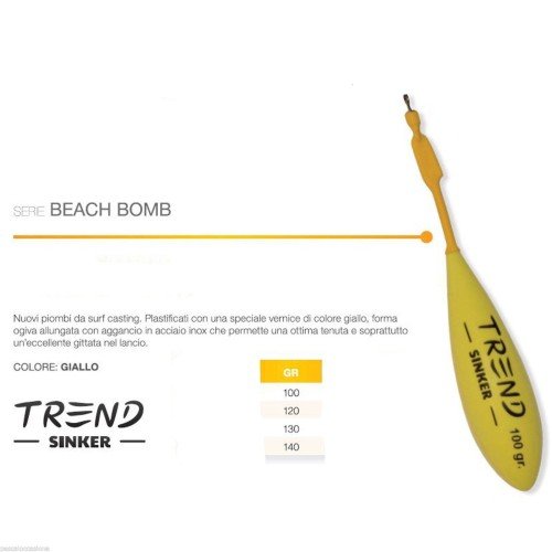 Piombo da surfcasting beach bomb giallo Trend Surf Casting Trend Sinker