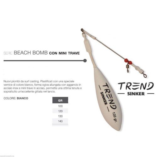 Piombo da surfcasting beach bomb trave bianco Trend Surf Casting Trend Sinker