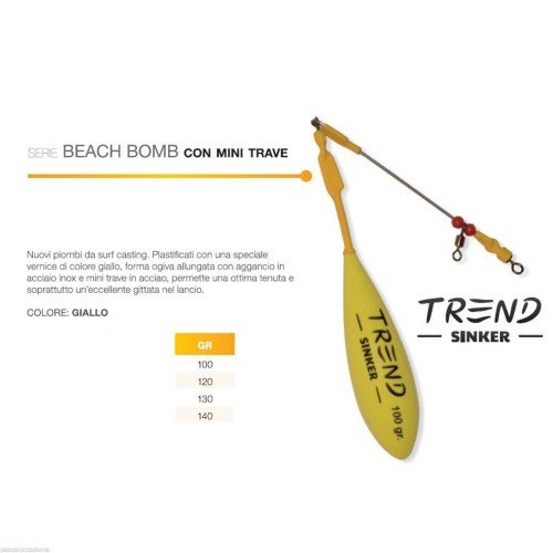 Piombo da surfcasting beach bomb trave giallo Trend Surf Casting Trend Sinker
