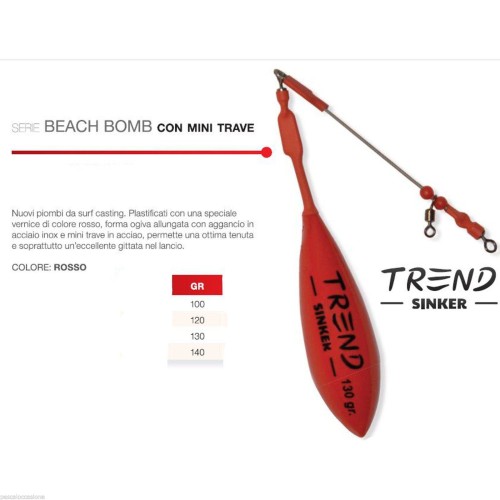 Piombo da surfcasting beach bomb trave rosso Trend Surf Casting Trend Sinker