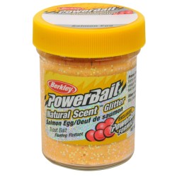 Berkley Powerbait Glitter Trout Bait Salmon Peach Pastella per Trote Gusto Uova di Salmone
