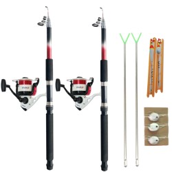 Complete for fishing with 2 rods 2.70 meters 2 Rests Reeds 2 Reels Wire and Lines